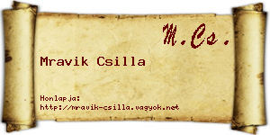 Mravik Csilla névjegykártya